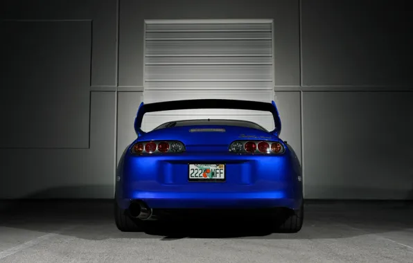 Picture supra, blue, toyota, blue, back, supra, wing, toion, exhaust pipe
