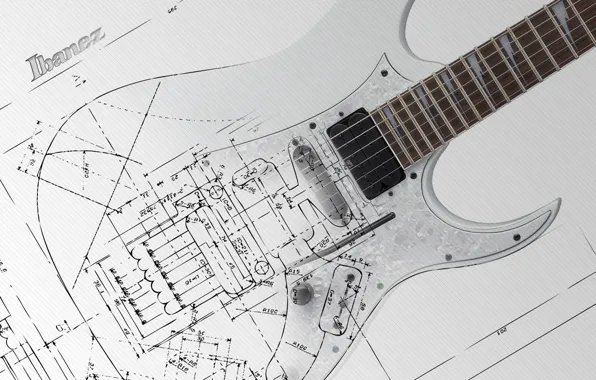 Picture plan, drawing, diagram, electric guitar