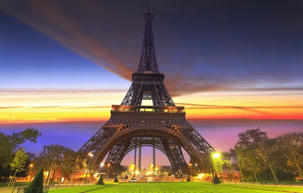 Picture the city, Park, Paris, lights, Eiffel tower