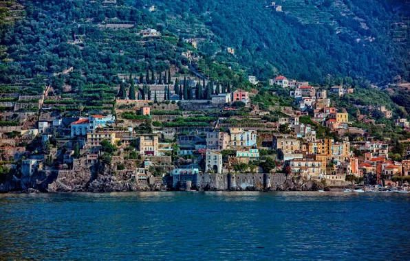 Picture building, Italy, panorama, Italy, Amalfi Coast, Gulf of Salerno, Amalfi coast, Gulf of Salerno