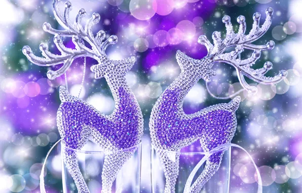 Picture winter, stones, toys, Shine, sequins, New Year, glasses, rhinestones, Christmas, purple, the scenery, deer, Christmas, …