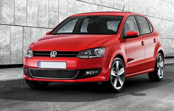 Picture Red, Volkswagen, Machine, Red, Car, Car, Wallpapers, Beautiful, Volkswagen, Wallpaper, The front, Polo, Polo