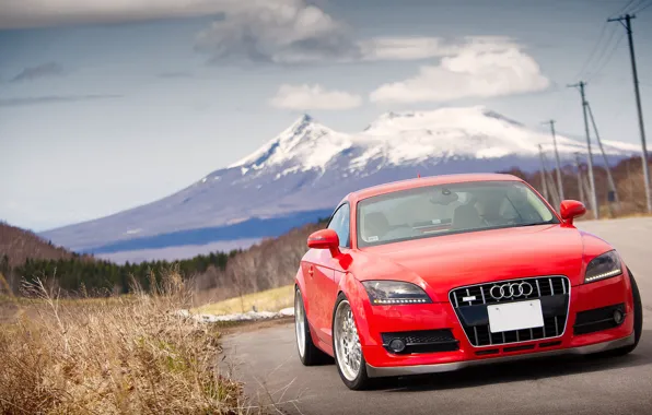Picture mountains, Audi, Audi, red, red, tuning