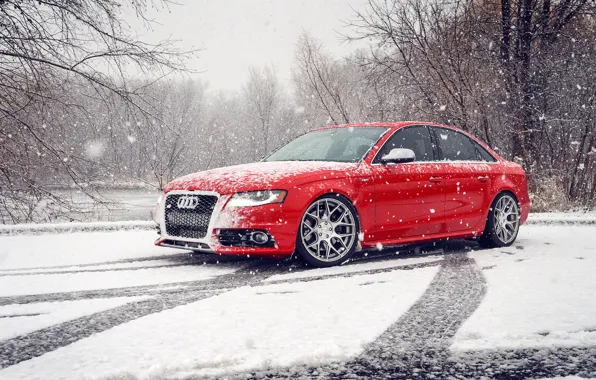 Picture winter, snow, Audi, Audi, red, red, winter