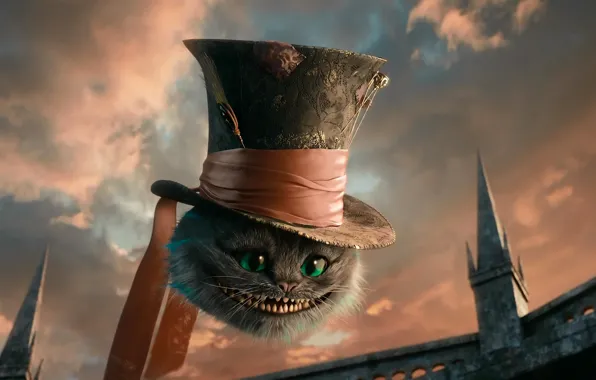 Picture cat, hat, Alice in Wonderland, Cheshire cat, Cheshire