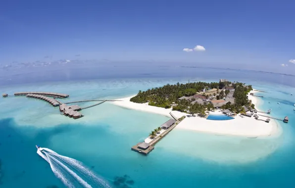 Picture the ocean, island, resort, Maldives