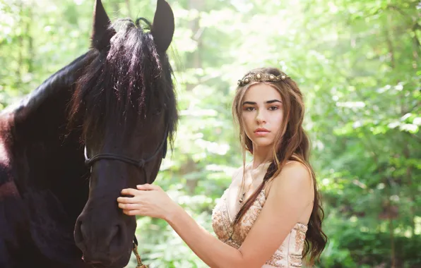 Picture girl, nature, beautiful, horse