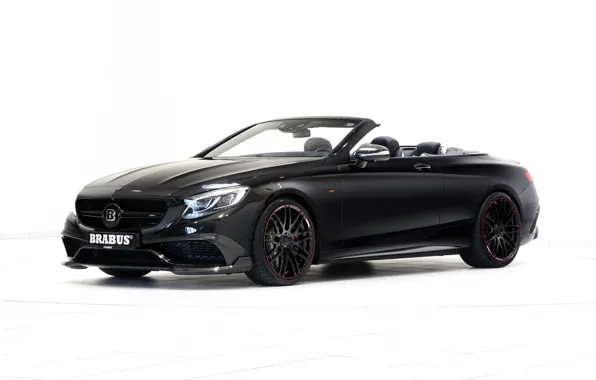 Picture black, Mercedes-Benz, white background, convertible, Brabus, Mercedes, Black, Cabriolet, S-Class, A217