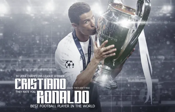 Picture wallpaper, sport, Cristiano Ronaldo, football, player, Real Madrid CF, UEFA Champions League Winner