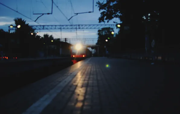 Picture night, train, station, the evening
