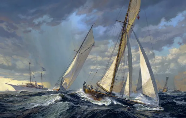 Picture sea, yacht, art, Russ Kramer