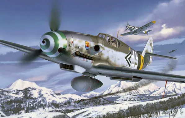 Picture figure, art, Messerschmitt, Me-109, Luftwaffe, single-engine piston fighter-low, the most popular model BF-109, THE GERMAN …