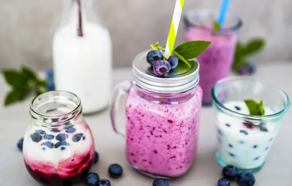 Picture berries, milk, blueberries, cocktail, Bank, tube, fresh, sweet, delicious, cocktail, milk, bilberry, smoothies