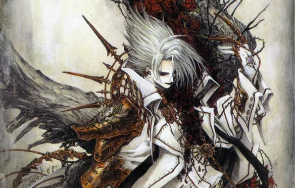 Picture chain, claws, elected, military uniform, gray, Trinity Blood, black magic, Trinity blood, Cain Nightroad, white …