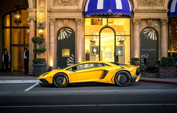 Picture Lamborghini, Street, Yellow, Aventador, LP-750, Aventador SV