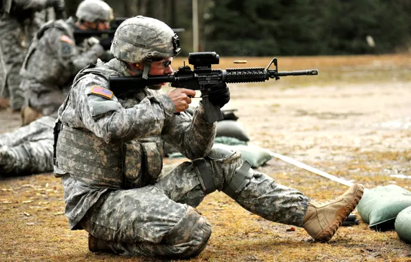 Picture weapons, soldiers, machine, shooting, equipment, sleeve, the shooting range, М4 Carbine