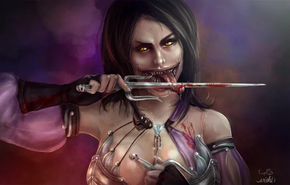 Picture look, weapons, blood, the game, teeth, art, Milina, Mortal Kombat X