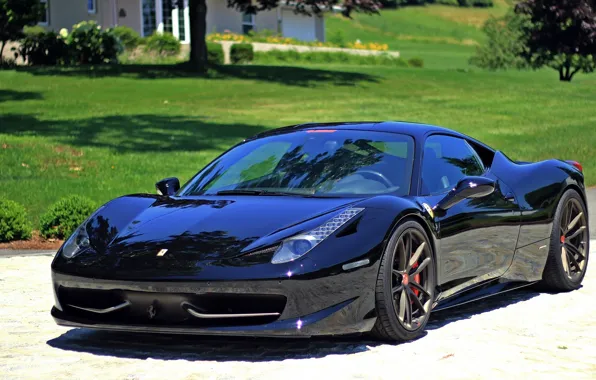Picture black, Ferrari, Ferrari 458 Italia, Sports car