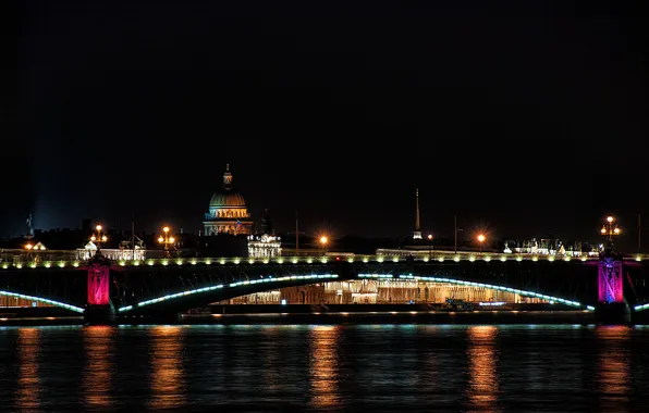 Picture night, the city, bridges