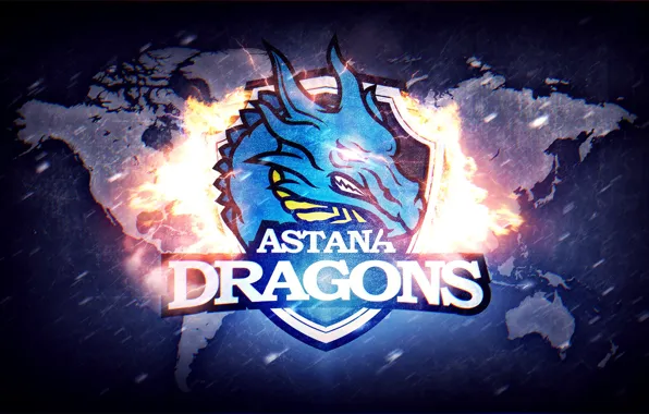 Picture fire, earth, dragon, logo, Astana, Astana dragons