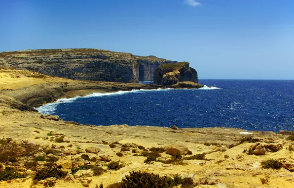 Picture sea, the sky, rocks, Malta, Gozo