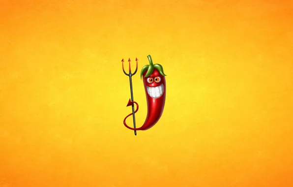 Picture red, smile, minimalism, Trident, pepper, light background, Chile, pepper