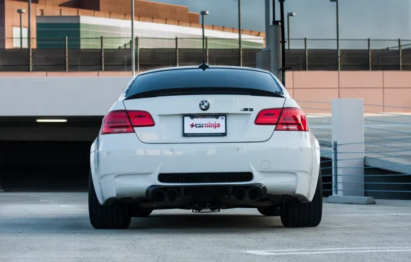 Picture white, markup, bmw, BMW, the fence, lights, Parking, white, parking, back, e92