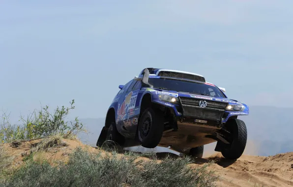 Picture Blue, Wheel, Volkswagen, Day, Touareg, Rally, Dakar, SUV, Rally, The front
