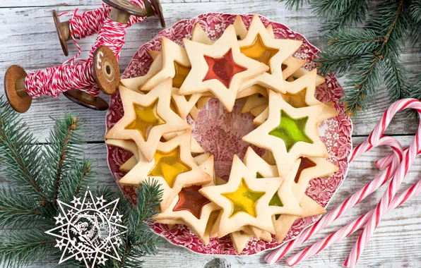 Picture stars, tree, new year, Christmas, cookies, cakes
