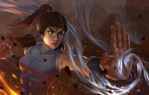 Picture water, fire, earth, element, magic, art, the air, avatar, Korra, Times, The Legend of Korra, …