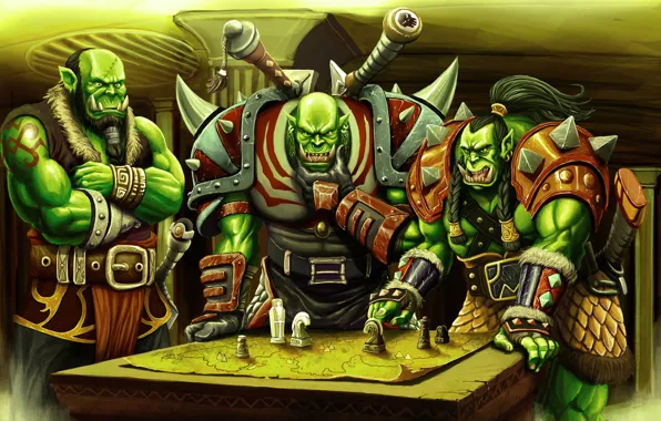 Picture wow, world of warcraft, WWII, Horde, Horde, inside the war room, warlords, Orcs
