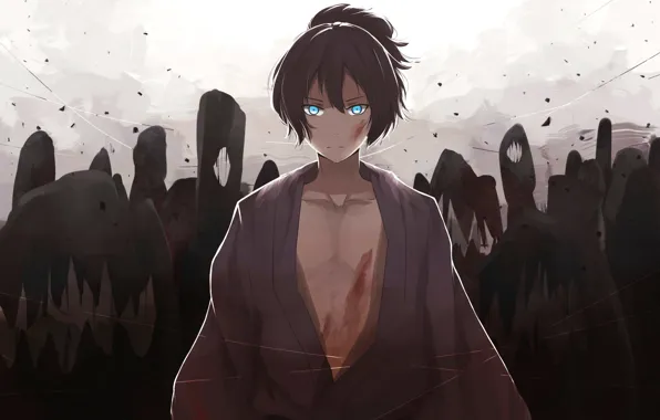 Picture blood, anime, art, guy, noragami, yato, gkn levi