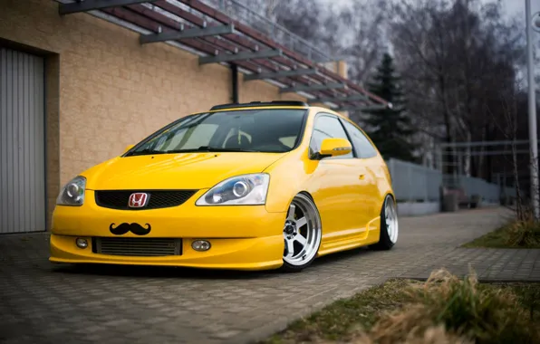 Picture honda, japan, yellow, jdm, tuning, jazz, low, stance, fit