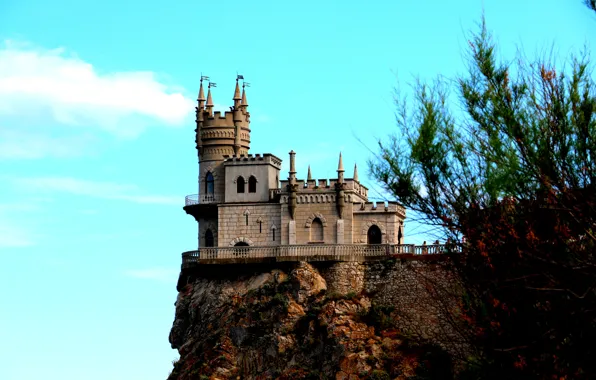 Picture sea, flight, castle, height, architecture, Crimea, Swallow's nest