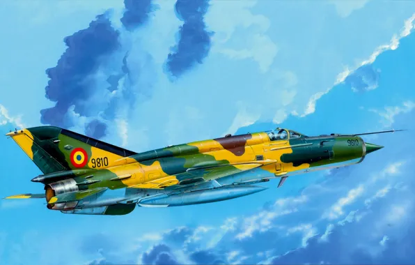Picture war, art, painting, aviation, jet, Mikoyan-Gurevich MiG-21