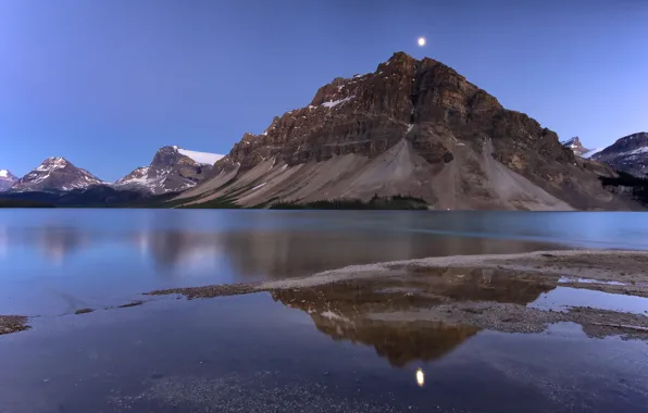 Picture lake, mountain, The moon, Canada, Albert, Bow Lake