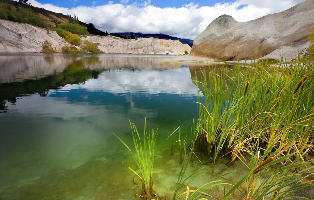 Photo wallpaper lake, granite, mine