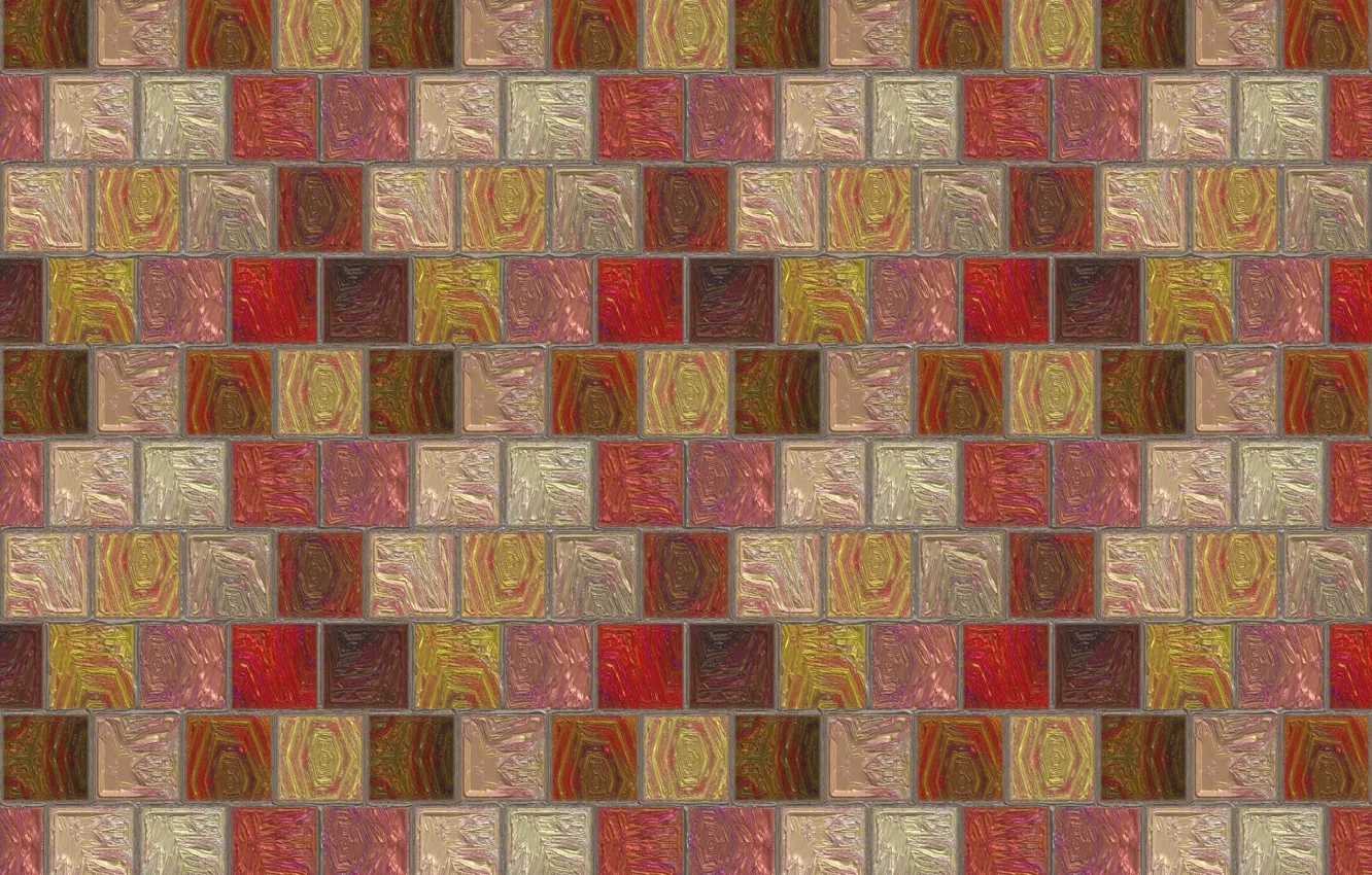 Photo wallpaper mosaic, squares, wall, tile, texture