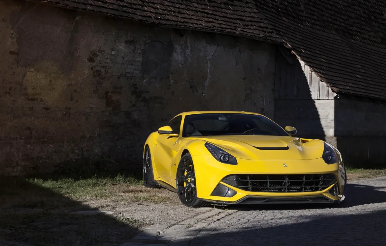Photo wallpaper wall, Ferrari, yellow