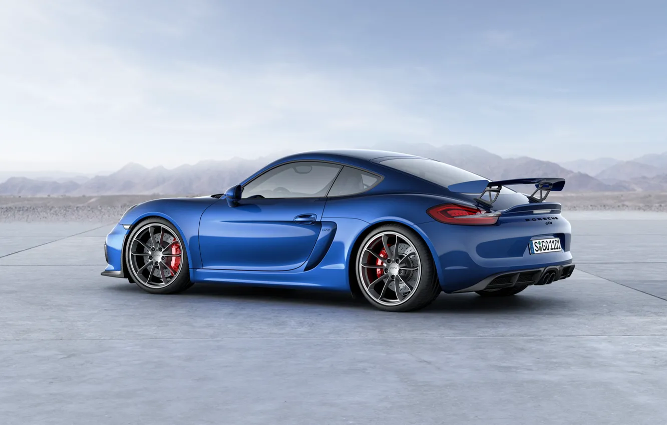 Photo wallpaper blue, Porsche, Cayman, Porsche, rear view, GT4, Caiman