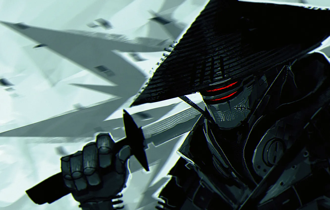 Wallpaper robot, sword, katana, samurai, cyborg, cyberpunk images for  desktop, section фантастика - download