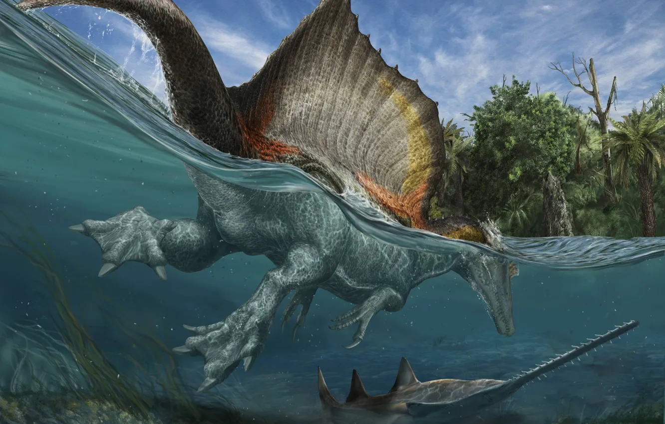 Wallpaper water, fish, dinosaur, prehistoric animals images for desktop,  section рендеринг - download