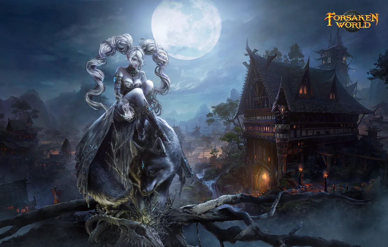 Wallpaper girl, night, village, werewolf, Dark Age-Forsaken World images  for desktop, section игры - download