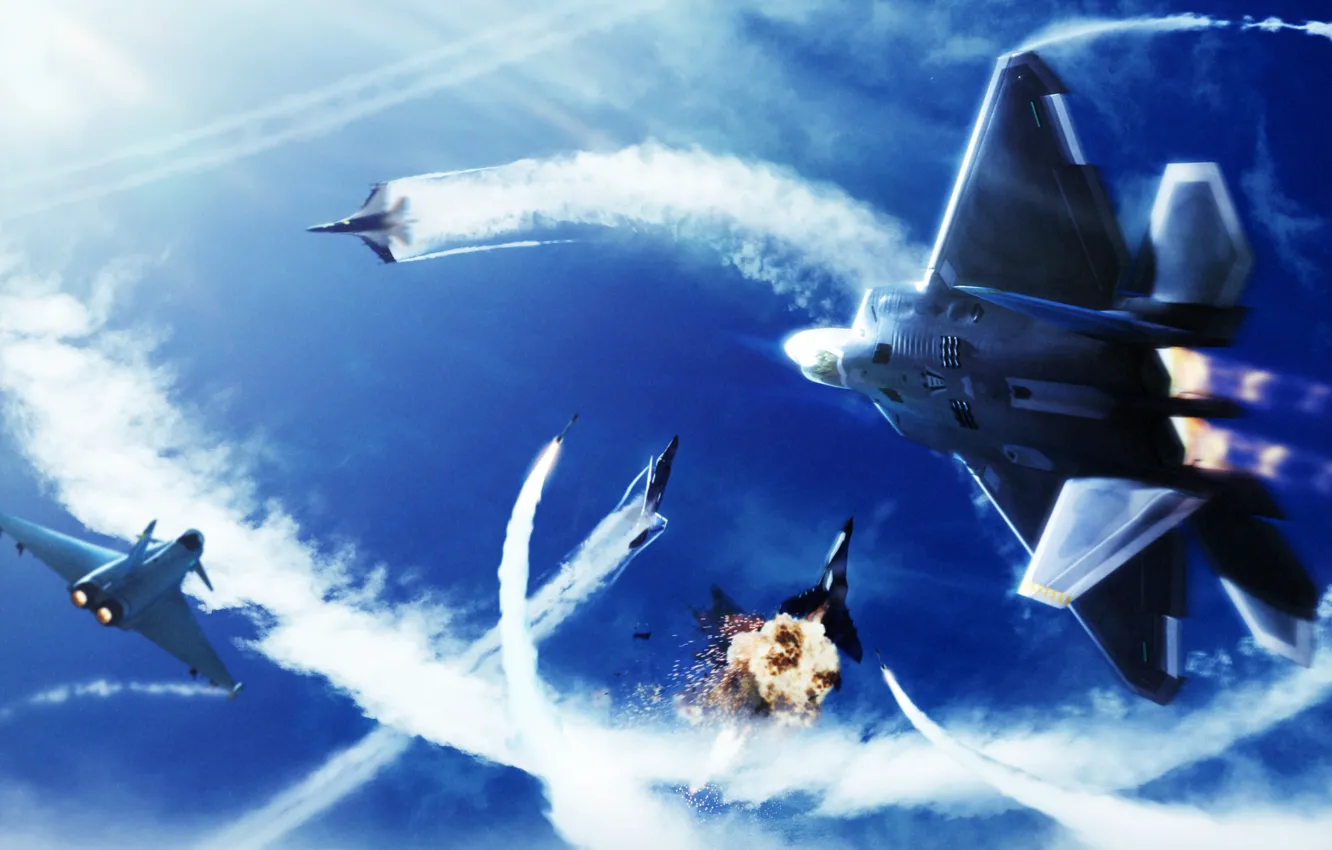 Wallpaper The Sky The Explosion Clouds Fire Battle Fighters Namco Bandai Games Project Aces Ace Combat Infinity Images For Desktop Section Igry Download