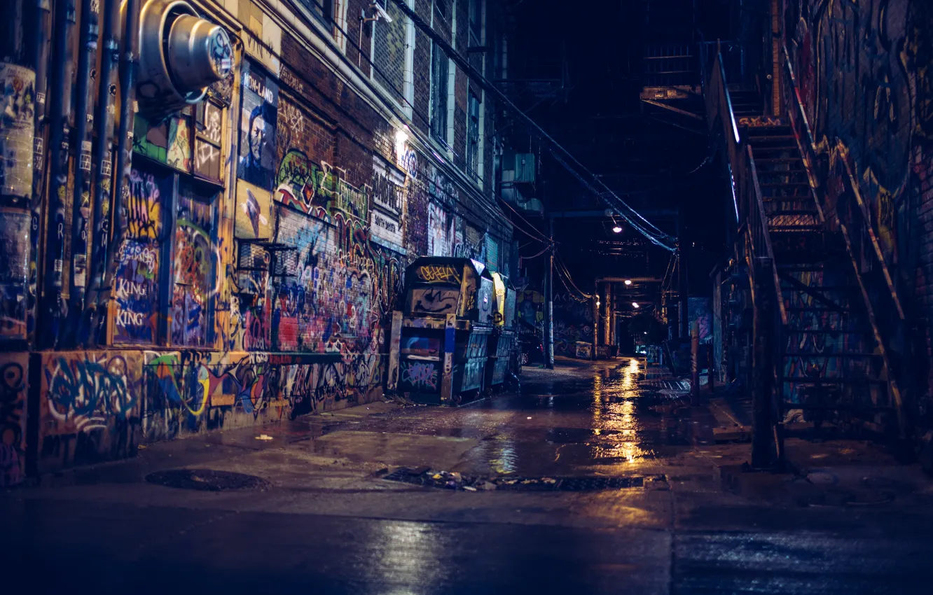 Wallpaper night, the city, graffiti images for desktop, section город -  download