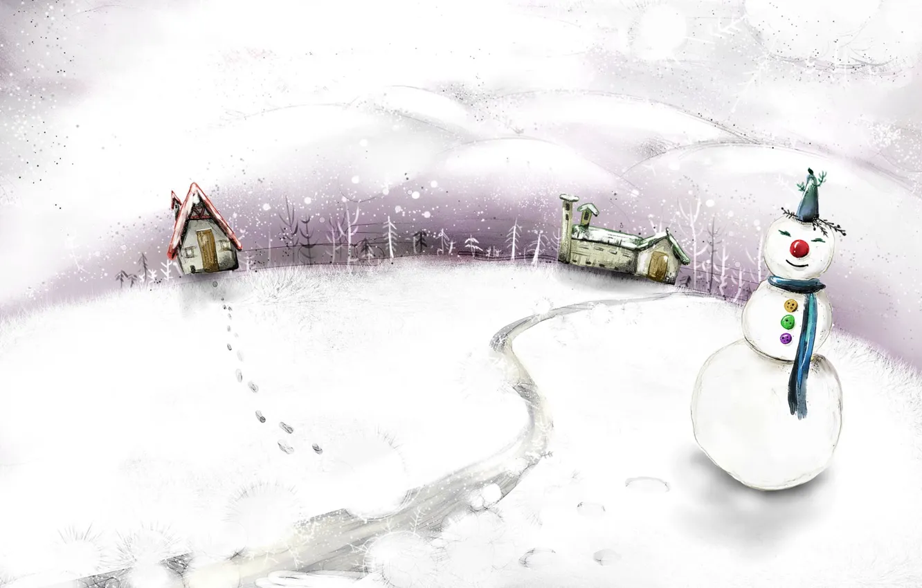 Photo wallpaper figure, Winter, snowman
