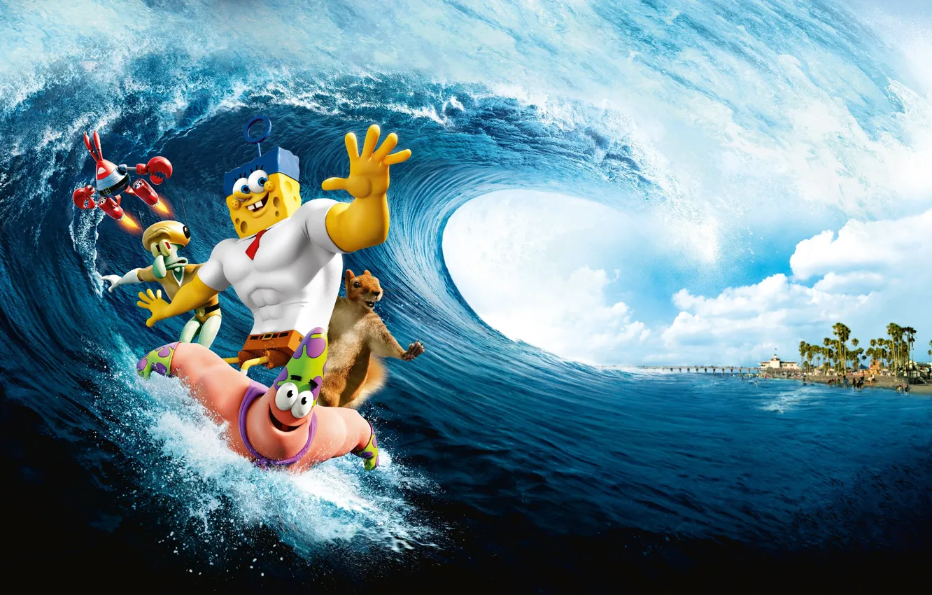 Photo wallpaper the ocean, wave, Spongebob, The SpongeBob Movie, Sponge Out of Water, The SpongeBob Movie: Sponge …