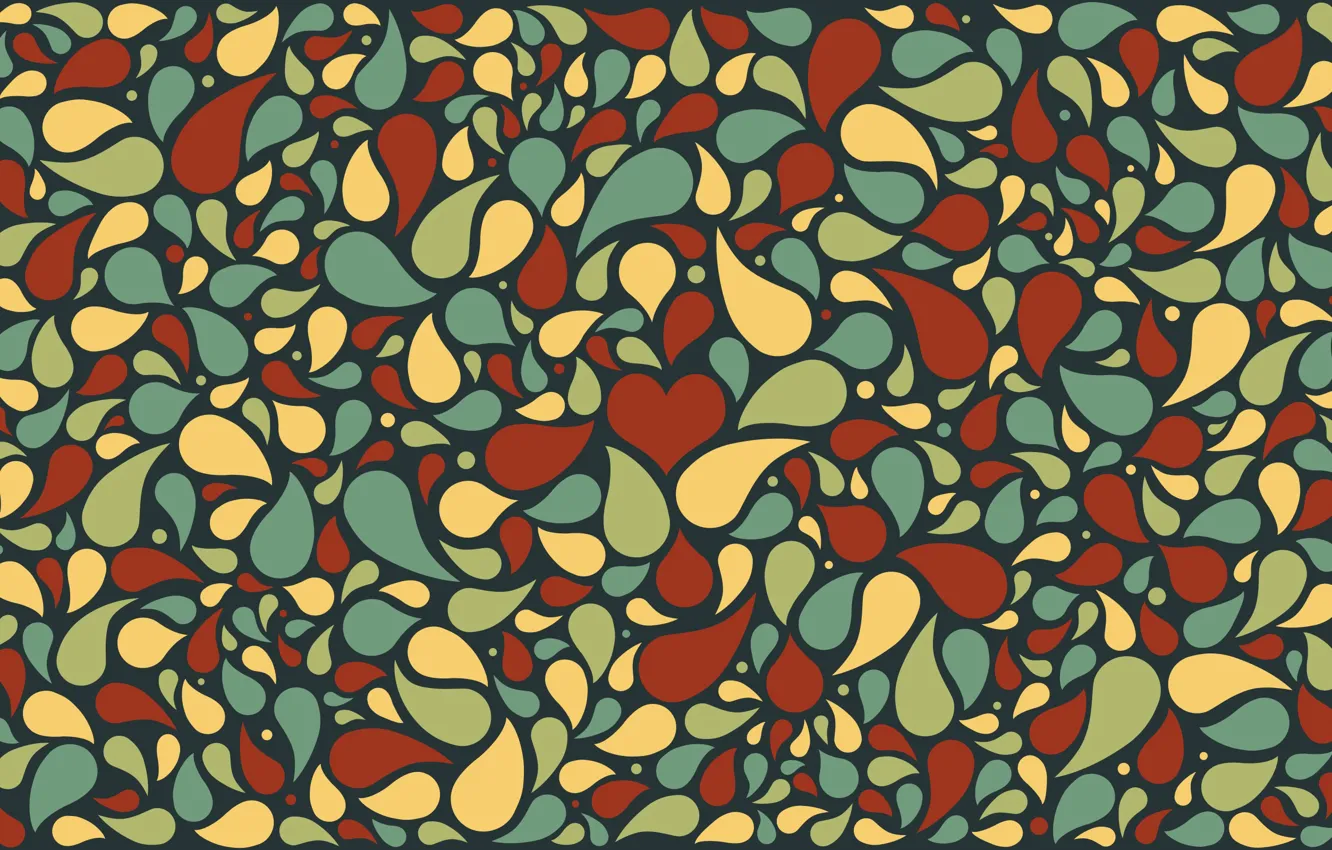 Photo wallpaper color, background, patterns, heart, dark, petals
