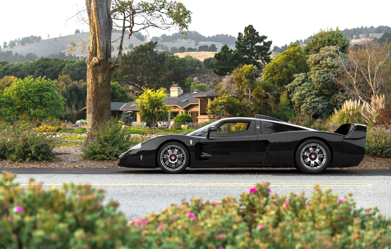 Photo wallpaper black, Maserati, garden, supercar, black, MC12