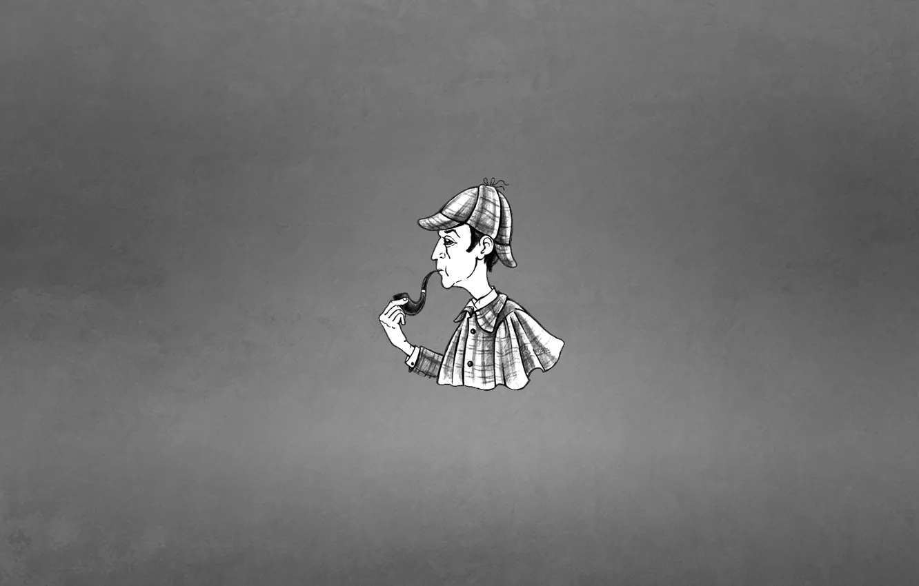 Wallpaper hat, tube, minimalism, cloak, Sherlock Holmes, black-and-white  background, Sherlock Holmes, Arthur Conan Doyle, Arthur Ignatius Conan  Doyle images for desktop, section минимализм - download